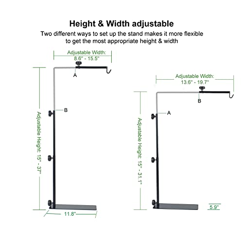 DXOVEEN Reptile Lamp Stand, Heat Lamp Stand for Reptiles, Large Metal Lamp Holder Adjustable from 15inch to 37inch Suitable for Snake and Bearded Dragon Habitat