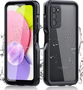 hllhunkhe for samsung galaxy a03s waterproof case with built-in screen protector - rugged full body underwater dustproof shockproof drop proof protective cover for samsung galaxy a03s - black