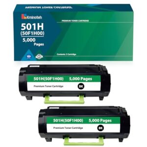 501h 50f1h00 replacement toner cartridge for lexmark 50f1h00 501h for lexmark ms310 ms410 ms415 ms510dn ms510 ms610 ms610dn ms610de laser printer (2 pack, 5,000 pages)