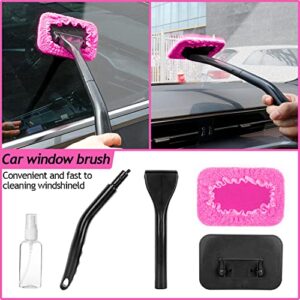 THINKWORK Pink Car Duster Interior Kit, Perfect Car Detailing Kit, Car Detailing Brush Kit for Cleaning Windows,Windshield,Dashboard and Air Vents Suitable for All Cars