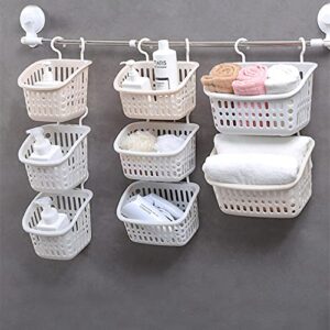 Doitxue 3PCS Hanging Plastic Storage Basket/laundry Basket Plastic/Baskets for Organizing, Bathroom Kitchen Dorm Room Bedroom Small Storage Basket 10.6" × 8.6" × 6.1" (Beige)