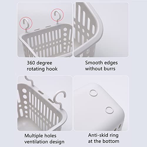 Doitxue 3PCS Hanging Plastic Storage Basket/laundry Basket Plastic/Baskets for Organizing, Bathroom Kitchen Dorm Room Bedroom Small Storage Basket 10.6" × 8.6" × 6.1" (Beige)