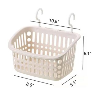 Doitxue 3PCS Hanging Plastic Storage Basket/laundry Basket Plastic/Baskets for Organizing, Bathroom Kitchen Dorm Room Bedroom Small Storage Basket 10.6" × 8.6" × 6.1" (Beige)