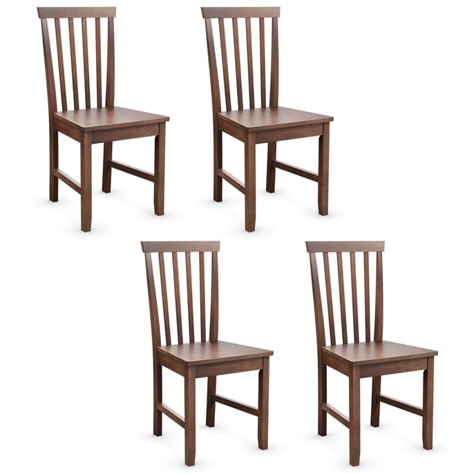 ERGOMASTER Dining Chairs Set of 4 Slat Back Walnut Wood Restaurant Chairs Traditional Side Chairs