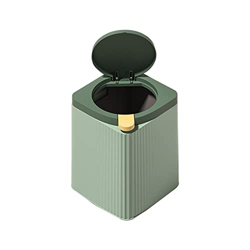 YISTOS Mini Countertop Trash Can with Lid, Green Waste Press Type Lid,Mini Bin for Coffee Table,Removable Liner Bucket, Small Can, Bathroom Vanity Top,Desktop, Office or Table