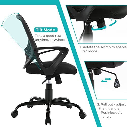 Ergonomic Office Chair Mesh Back Office Desk Chair Computer Chair Mid Back Task Chair for Home Office Gaming