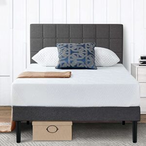 S SECRETLAND Twin Bed with Upholstered Headboard, Platform Bed Frame with Sturdy Wood Slat Support, Single Bed, No Box Spring Needed, No Squeak, Under Bed Storage, Easy Assembly, Grey