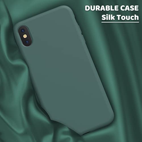 OuXul iPhone Xs Max Case - Liquid Silicone Phone 10 Pro Max Case, Full Body Slim Soft Microfiber Lining Protective iPhone Xs Max Case for Women/Men 6.5 Inch(Forest Green)