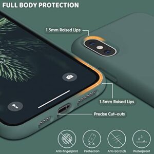 OuXul iPhone Xs Max Case - Liquid Silicone Phone 10 Pro Max Case, Full Body Slim Soft Microfiber Lining Protective iPhone Xs Max Case for Women/Men 6.5 Inch(Forest Green)