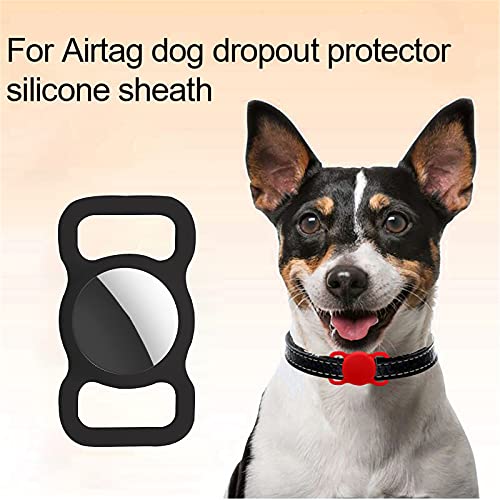 AirTag Dog Callor Holder Case Pets Casts Cover Compatible for Apple Air Tag Finder Tracker Black Pack 2