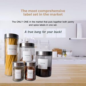 Celita 248 Kitchen Pantry Labels with Spice Jar Labels - Minimalist Modern Food Storage Labels Preprinted - Waterproof Stickers Complete Pantry Labels for Containers