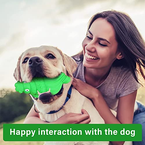 XRVUYCLH Squeaky Dog Chew Toys for Aggressive Chewers Toughest Non-Toxic Natural Rubber Long Lasting Dog Toys for Medium Large Dogs Chew Fun Dental Care Training Teething Durable Toys (Green)