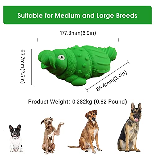 XRVUYCLH Squeaky Dog Chew Toys for Aggressive Chewers Toughest Non-Toxic Natural Rubber Long Lasting Dog Toys for Medium Large Dogs Chew Fun Dental Care Training Teething Durable Toys (Green)