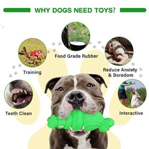 XRVUYCLH Squeaky Dog Chew Toys for Aggressive Chewers Toughest Non-Toxic Natural Rubber Long Lasting Dog Toys for Medium Large Dogs Chew Fun Dental Care Training Teething Durable Toys (Green)