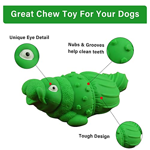 XRVUYCLH Squeaky Dog Chew Toys for Aggressive Chewers Toughest Non-Toxic Natural Rubber Long Lasting Dog Toys for Medium Large Dogs Chew Fun Dental Care Training Teething Durable Toys (Green)