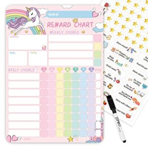 Magnetic Chore Chart for Kids, Reward Chart for Kids Behavior;Unicorn Kids Chore Chart, Good Responsibility Chart Board for One Child at Home