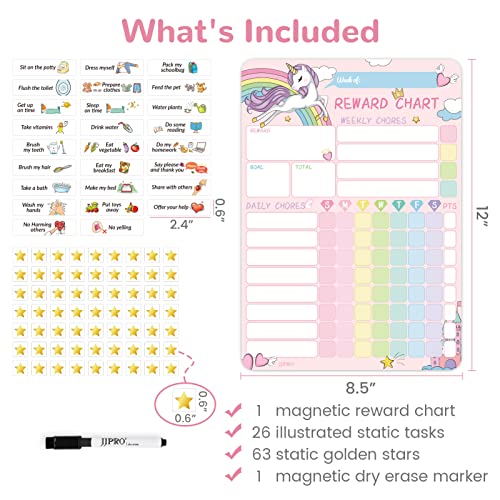 Magnetic Chore Chart for Kids, Reward Chart for Kids Behavior;Unicorn Kids Chore Chart, Good Responsibility Chart Board for One Child at Home