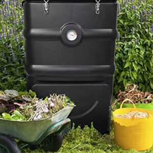 Insulated Compost Bin with Ventilation System - Quickly Composting All Year Round,A Reservoir at The Bottom Design to Collect The Leachate (30 Gal,Black)