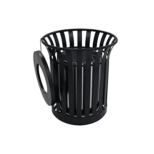 ORULA Outdoor Metal Slatted Trash Receptacle,Waste Receptacle，Commercial Trash Cans,Zone Round Garbage Bin,Square Hotel Street Patio Indoor Metal Standard Waste Receptacle