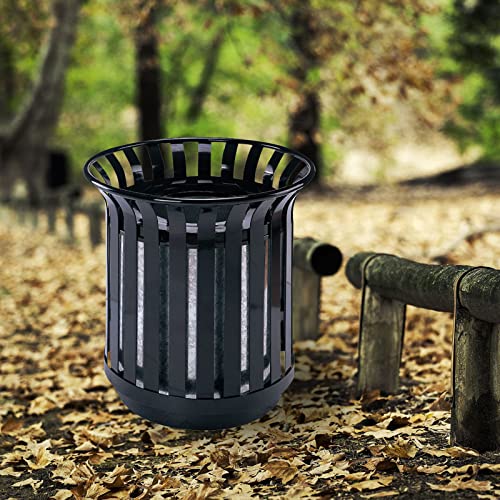 ORULA Outdoor Metal Slatted Trash Receptacle,Waste Receptacle，Commercial Trash Cans,Zone Round Garbage Bin,Square Hotel Street Patio Indoor Metal Standard Waste Receptacle