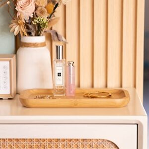 Bamboo Vanity Tray, Bathroom Counter Tray, Toilet Tank Top Tray for Organizing and Decor Display, 11.8 x 5.1 x 0.8 inch