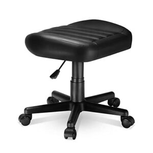 eureka ergonomic multi-use stool,gaming foot stool,height adjustable swivel rolling stool chair w wheels,ottoman footrest simple meeting chair video game stool for gaming home office,black