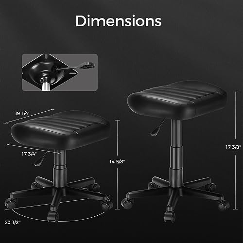 EUREKA ERGONOMIC Multi-Use Stool,Gaming Foot Stool,Height Adjustable Swivel Rolling Stool Chair W Wheels,Ottoman Footrest Simple Meeting Chair Video Game Stool for Gaming Home Office,Black
