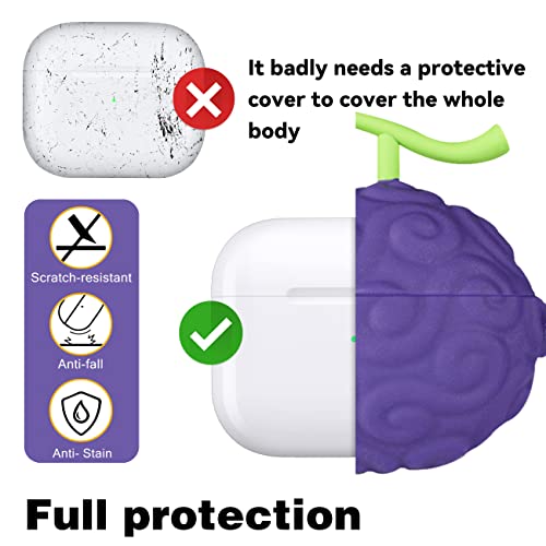 Oqplog for AirPod 3 Case Design Cover for AirPods 3 (2021) Silicone Cases Air Pods 3rd Generation Cute Funny Cartoon 3D Kawaii Fun Designer Fashion Cool Unique for Girls Boys Teen Girly Purple Fruit