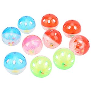 bird chew toy ball, 10pcs colorful plastic parrot cage bird ball toy jingle balls cage accessories parakeet chewing pet bite ball for chewing training biting