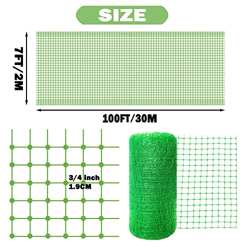 JUNKOGO Garden Netting, 7 x 100 Ft, Safe Against Bird, Squirrel, Deer and Other Pests, Extra Strong Bird Netting for Garden, Garden Fence Net, Protect Vegetables, Plants and Fruit Trees, Green