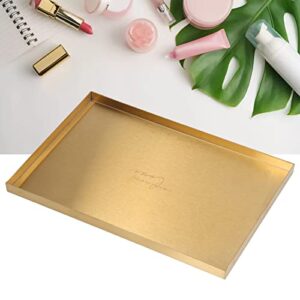 11.9x8.0 in Gold Rectangle Storage Tray Stainless Steel Tea Fruit Trays Desktop Cosmetics Perfume Jewelry Organizer Serving Tray for Home Living Room, Kitchen, Bathroom, Hotel