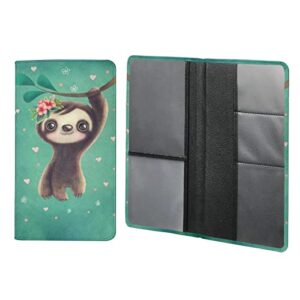 seanative automobile documents paperwork wallet case organizer for driver license key contact information cards with 5 clear pouch,cute baby sloth print