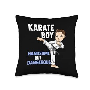 karate gifts for kids cute karate boy martial arts kid throw pillow, 16x16, multicolor