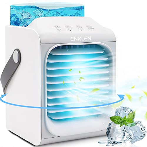 Portable Air Conditioner, 90° Oscillating Portable AC, Battery powered cordless Personal Air Cooler, Quick Cool, Suitable for Tent, Camping, Bedside, Car, Office & Study