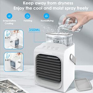 Portable Air Conditioner, 90° Oscillating Portable AC, Battery powered cordless Personal Air Cooler, Quick Cool, Suitable for Tent, Camping, Bedside, Car, Office & Study