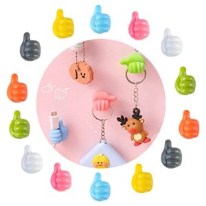lifexquisiter self-adhesive thumb hooks 14 pcs, silicone thumb hooks holder, fun thumb cable cord organizer clips, colorful thumb hooks for cable cord management and hanging keys/earphones