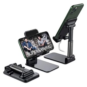 USStarStore Adjustable Cell Phone Stand for Desk, Angle Height Adjustable Cell Phone Stand for Desk, Case Friendly Phone Holder Stand for Desk (Black 7 oz)