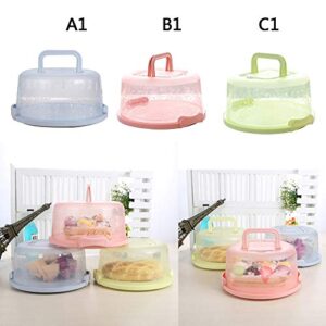 Cake Carrier with Handle 9'' Cake Keeper Portable Round Cake Container, Cake Holder Cake Storage Box (Green, One Size)