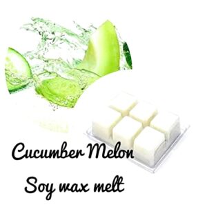 Cucumber Melon-Soy Wax Melt- Super Fragrant- One Bar Six Cubes- (Cucumber Melon)