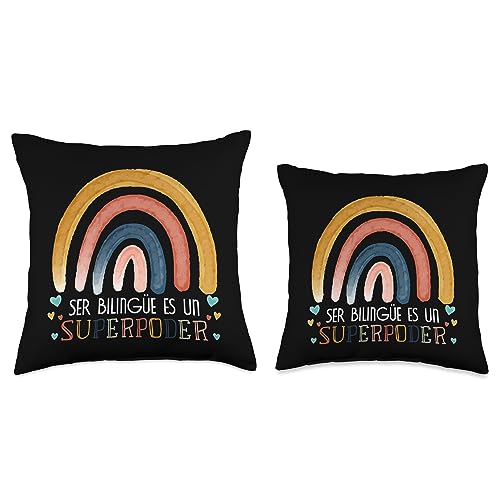 bilingual teacher super poder camisa maestra Tee Ser bilingue ES un superpoder Spanish ESL Teacher Throw Pillow, 18x18, Multicolor