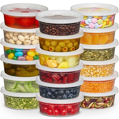 Deli Food Containers with Lids - 8 oz 60 Sets- Ideal for Food, Snacks, Takeout, Meal Prep - 1 Cup Small Durable Clear Containers for Food - Stackable and Durable, Freezer, Dishwasher & Microwave Safe