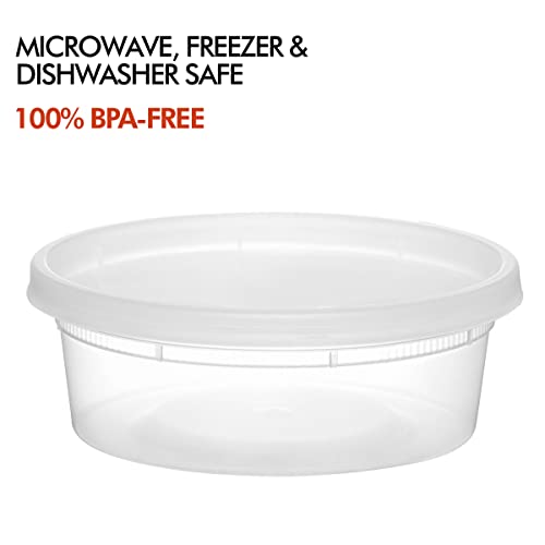 Deli Food Containers with Lids - 8 oz 60 Sets- Ideal for Food, Snacks, Takeout, Meal Prep - 1 Cup Small Durable Clear Containers for Food - Stackable and Durable, Freezer, Dishwasher & Microwave Safe