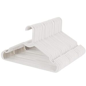 elama home 50 piece plastic hanger set with notched shoulders in white