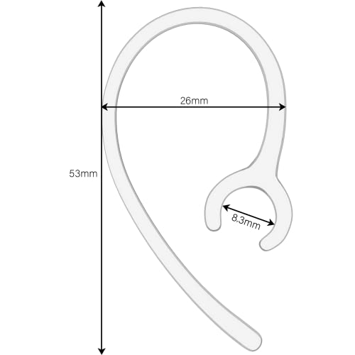 Replacement Ear Hooks Headset Loops for Wireless Headset 8mm Large Clamp Holder Clips, Replacement Ear Hooks Earpiece Accessories, Clear, 4 Pack