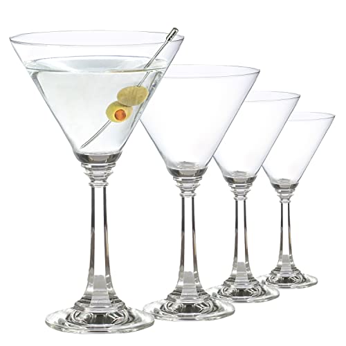 Martini Glasses Set of 4 - 11 oz Tall Martini Glasses, Elegant European Margarita Glasses, Premium Hand Blown Cocktail Glasses, Stemmed Martini Glasses, Crystal Glasses for Martini, Dishwasher Safe