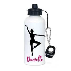 the trendy turtle personalized dancer aluminum water bottle - ballerina dance silhouette sports drink holder with custom name