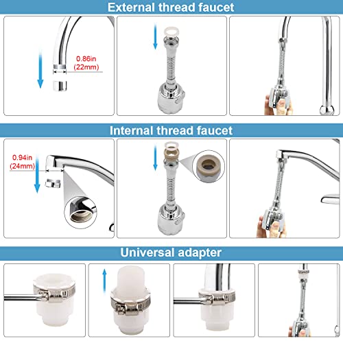 Kitchen Faucet Sprayer Attachment 360° Rotatable Anti-Splash Water Saving Tap Kitchen Faucet Head Faucet Extender with Universal Adapter Set Kitchen Sink Accessories Tools