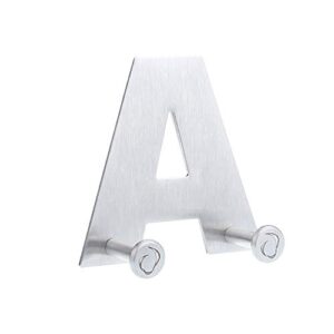 awooden letter decoration coat robe towel hook stainless steel multifunctional clothes hook for bathroom kitchen (a),silver