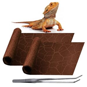 rep buddy 2 pack reptile carpet desert reptile mat & reversible substrate, terrarium liner bedding, for lizard,chameleon,gecko,snake,ceratophrys with tweezers feeding tong (40 gallon(36x18in))