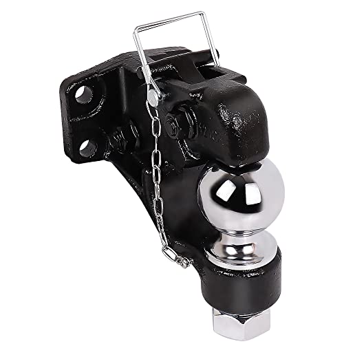 Pintle Hook Trailer Hitches with 2-5/16 Inch Ball, Pintle Hook 16000 lbs, Ball Capacity 6000lbs, Finish Black Powder Coat (2-5/16 ")